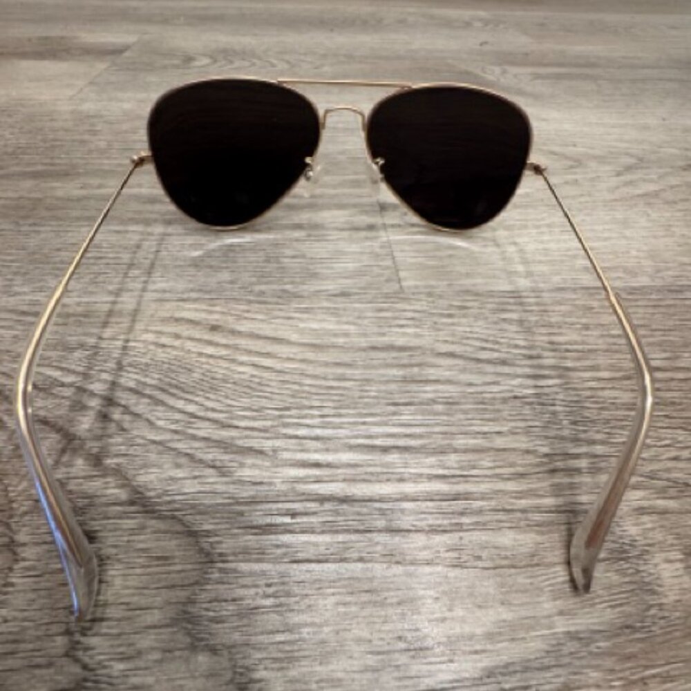 AQS Aviator Sunglasses Blue/Green lenses w Gold Rim - Picture 6 of 9